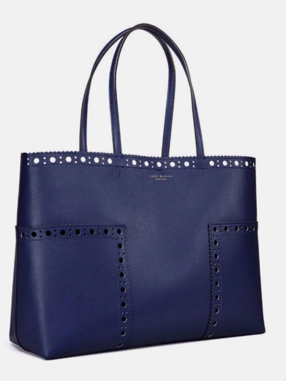 Tory Burch Navy Leather Tote with Red Accent - Picture 11 of 11